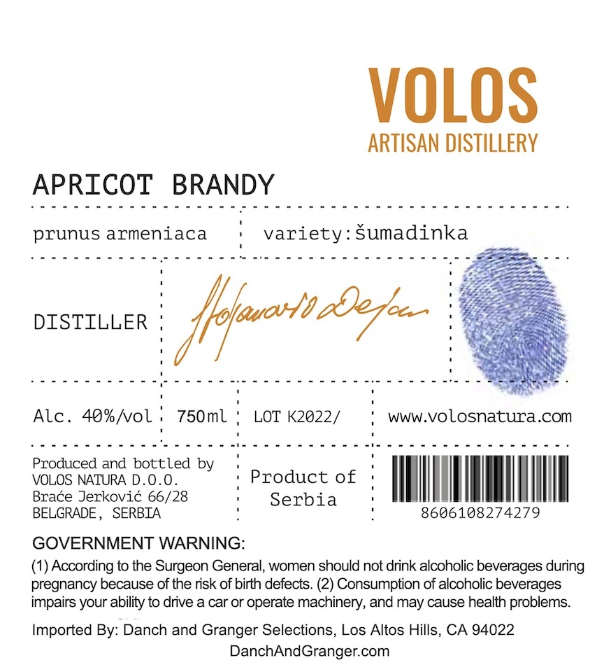 Volos NaturaApricot Rakija 